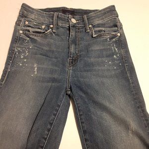 Mother Women's High Waisted Looker Distressed Skinny Jeans 24